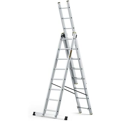 DRABEST PRO Sèries Multifunctionele ladder van aluminium, 3 x 8, trapladder met drie delen, tot 150 kg, werkhoogte 5,05 m, vouwladder, inclusief emmerhaak DRABEST PRO Sèries Multifunctionele ladder van aluminium, 3 x 8, trapladder met drie delen, tot 150 kg, werkhoogte 5,05 m, vouwladder, inclusief emmerhaak