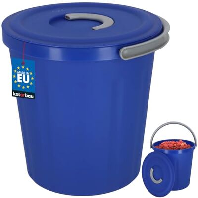 KOTARBAU Emmer met deksel, 15 liter, emmer met deksel en handvat, pvc, bouwemmer, voedselemmer met deksel, reinigingsemmer, universele emmer, donkerblauw KOTARBAU Emmer met deksel, 15 liter, emmer met deksel en handvat, pvc, bouwemmer, voedselemmer met deksel, reinigingsemmer, universele emmer, donkerblauw