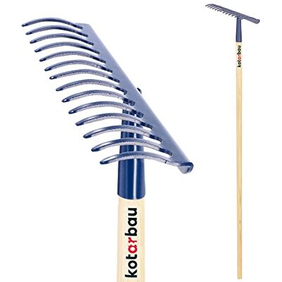 KOTARBAU ® Hark met 14 gebogen tanden, versterkt met houten handvat, voor het kegen van bladeren en bloemgras KOTARBAU ® Hark met 14 gebogen tanden, versterkt met houten handvat, voor het kegen van bladeren en bloemgras