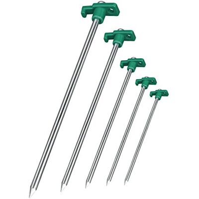 Balinco 16 x roestwerende haringen groen/zilver Ø 0,7 cm, lengte 25 cm haringen haringen ankers verzinkte stalen ankers voor bevestiging en verankering in de grond (16) Balinco 16 x roestwerende haringen groen/zilver Ø 0,7 cm, lengte 25 cm haringen haringen ankers verzinkte stalen ankers voor bevestiging en verankering in de grond (16)