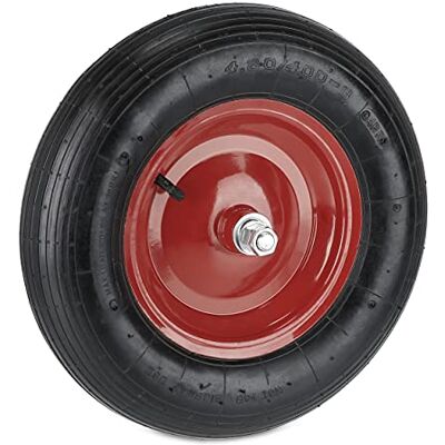 Relaxdays Kruiwagenwiel met as 4.80 4.00-8, luchtvelg, stalen velg, 4PR, reservewiel, tot 120 kg, zwart en rood Relaxdays Kruiwagenwiel met as 4.80 4.00-8, luchtvelg, stalen velg, 4PR, reservewiel, tot 120 kg, zwart en rood