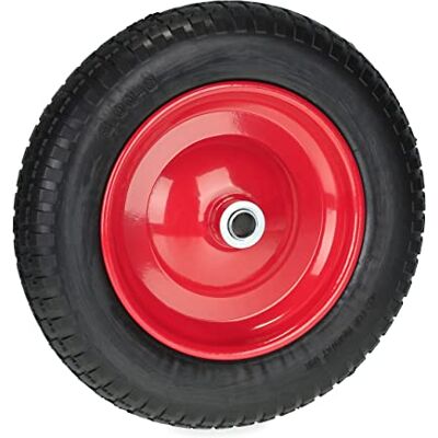 Relaxdays Kruiwagenwiel 3.00-8, massief rubber, stalen velg, lekbestendig reservewiel, 80 kg, zwart/rood Relaxdays Kruiwagenwiel 3.00-8, massief rubber, stalen velg, lekbestendig reservewiel, 80 kg, zwart/rood