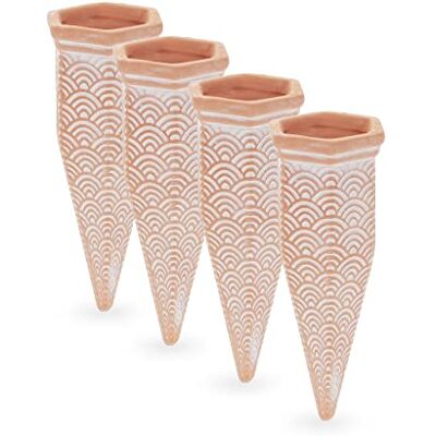 Relaxdays 4 stuks irrigatiekegels voor 1,5 liter PET-flessen, kamerplanten en balkonbakken, terracotta Relaxdays 4 stuks irrigatiekegels voor 1,5 liter PET-flessen, kamerplanten en balkonbakken, terracotta