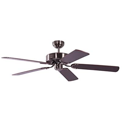 Pepeo Plafondventilator zonder verlichting Potkuri, verweerd zilver, omkeerbare bleke mahonie/riet, 132 cm Pepeo Plafondventilator zonder verlichting Potkuri, verweerd zilver, omkeerbare bleke mahonie/riet, 132 cm