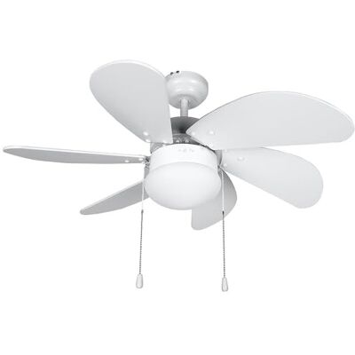 Orbegozo CP 15076 B Plafondventilator met lamp, 6 houten bladen, stil, 3 ventilatorsnelheden, 80 cm diameter, 50 W, wit Orbegozo CP 15076 B Plafondventilator met lamp, 6 houten bladen, stil, 3 ventilatorsnelheden, 80 cm diameter, 50 W, wit