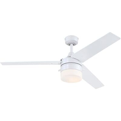 Westinghouse Lighting 7316640 Riverton plafondventilator binnen en buiten, 132 cm, mat wit met opaal glas Westinghouse Lighting 7316640 Riverton plafondventilator binnen en buiten, 132 cm, mat wit met opaal glas