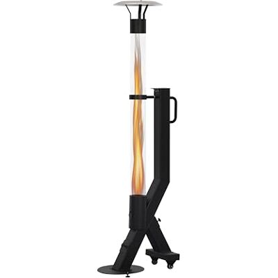 Generic Green Flame Terrasverwarming, pelletkachel, buitenverwarming met hittebestendige glazen buis, zwart, gepoedercoat, vermogen 6,5 kW, aluminium reflector, draagbaar, bodemplaat Generic Green Flame Terrasverwarming, pelletkachel, buitenverwarming met hittebestendige glazen buis, zwart, gepoedercoat, vermogen 6,5 kW, aluminium reflector, draagbaar, bodemplaat