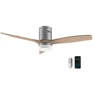 Cecotec EnergySilence Aero 5600 Steel Aqua Connected Plafondventilator met licht, wifi, 40 W, 52 inch met 3 messen, afstandsbediening, IP44, winter-zomermodus, timer Cecotec EnergySilence Aero 5600 Steel Aqua Connected Plafondventilator met licht, wifi, 40 W, 52 inch met 3 messen, afstandsbediening, IP44, winter-zomermodus, timer