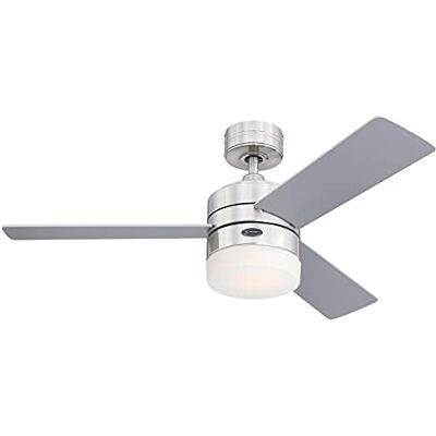 Westinghouse Lighting 7306040 Alta Vista Moderne led-plafondventilator met verlichting en afstandsbediening, zijdeglans, verchroomd, met opaalglas, 105 cm Westinghouse Lighting 7306040 Alta Vista Moderne led-plafondventilator met verlichting en afstandsbediening, zijdeglans, verchroomd, met opaalglas, 105 cm
