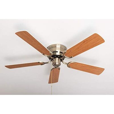 Pepeo Kisa plafondventilator zonder verlichting ventilator met trekschakelaar van antiek messing met witte omkeerbare bladen en esdoornhoutlook, diameter 105 cm (kleur: Pepeo Kisa plafondventilator zonder verlichting ventilator met trekschakelaar van antiek messing met witte omkeerbare bladen en esdoornhoutlook, diameter 105 cm (kleur: