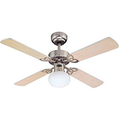Westinghouse Lighting 7227240 Vegas Plafondventilator E27, metaal, geborsteld aluminium Westinghouse Lighting 7227240 Vegas Plafondventilator E27, metaal, geborsteld aluminium