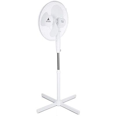 TRESKO Aerson Staande ventilator, 40 cm, in hoogte verstelbaar tot 120 cm, hoge luchtstroom, zeer stil, 3 snelheden, oscillatiefunctie ca. 80 graden, wit TRESKO Aerson Staande ventilator, 40 cm, in hoogte verstelbaar tot 120 cm, hoge luchtstroom, zeer stil, 3 snelheden, oscillatiefunctie ca. 80 graden, wit