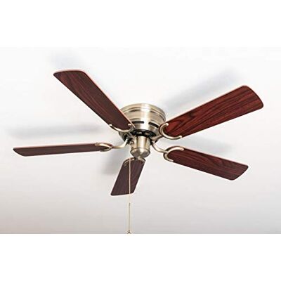 Pepeo Ceiling Fan Kisa Deluxe Brass Antique Without Light Rosewood/Dark Walnut Including Pull Switch Pepeo Ceiling Fan Kisa Deluxe Brass Antique Without Light Rosewood/Dark Walnut Including Pull Switch