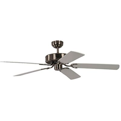 Pepeo Plafondventilator zonder verlichting, Potkuri, verweerd zilver, omkeerbaar, wit/riet, 132 cm Pepeo Plafondventilator zonder verlichting, Potkuri, verweerd zilver, omkeerbaar, wit/riet, 132 cm