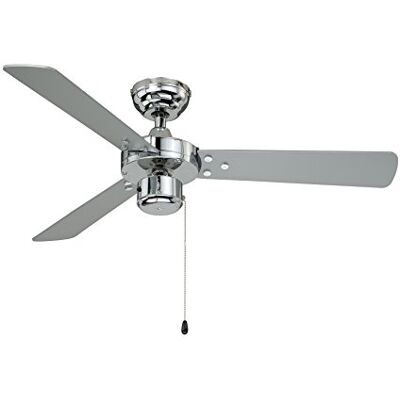 AireRyder Cyrus plafondventilator zonder verlichting, met ritsen, 107 cm, glanzend chroom, licht, omkeerbaar, zwart/zilver, FN44444N AireRyder Cyrus plafondventilator zonder verlichting, met ritsen, 107 cm, glanzend chroom, licht, omkeerbaar, zwart/zilver, FN44444N
