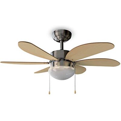 Cecotec EnergySilence Aero 350 Plafondventilator met licht, 50 W, energiebesparend, 81 cm diameter, 6 omkeerbare rotorbladen, 3 snelheden, winterfunctie, wit gelakt, hout Cecotec EnergySilence Aero 350 Plafondventilator met licht, 50 W, energiebesparend, 81 cm diameter, 6 omkeerbare rotorbladen, 3 snelheden, winterfunctie, wit gelakt, hout