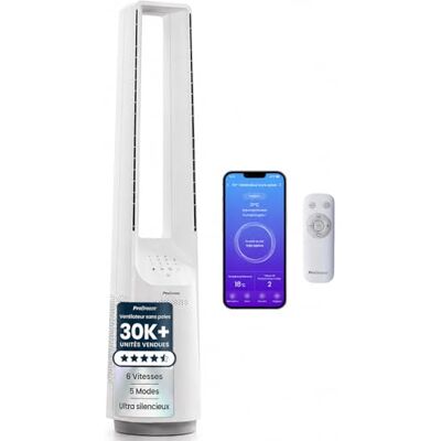 Pro Breeze Intelligente ventilator zonder rotor, gelijkstroommotor, met afstandsbediening, led-display, 6 snelheden, 5 bedrijfsmodi, 60 graden automatische oscillatie, 7 uur timer, zwart Pro Breeze Intelligente ventilator zonder rotor, gelijkstroommotor, met afstandsbediening, led-display, 6 snelheden, 5 bedrijfsmodi, 60 graden automatische oscillatie, 7 uur timer, zwart