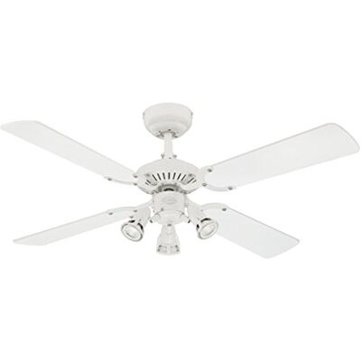 Westinghouse Lighting 72113 Princess Euro plafondventilator met 3 spots, 105 cm, wit Westinghouse Lighting 72113 Princess Euro plafondventilator met 3 spots, 105 cm, wit