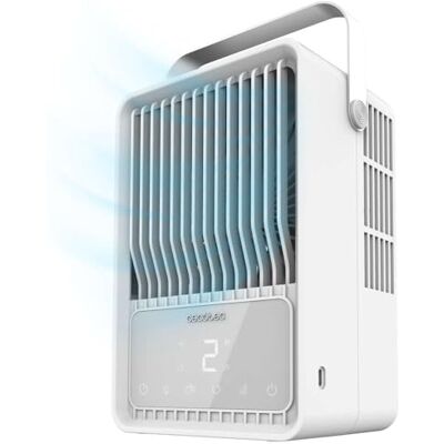 Cecotec EnergySilence 500 DeskChill Smart draagbare airconditioner, inhoud 300 ml, touch-bediening, 4 snelheden, 75° oscillatie, timer en autooff, ledverlichting Cecotec EnergySilence 500 DeskChill Smart draagbare airconditioner, inhoud 300 ml, touch-bediening, 4 snelheden, 75° oscillatie, timer en autooff, ledverlichting