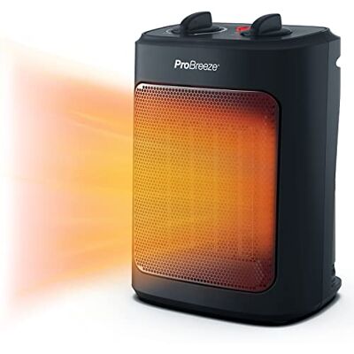 Pro Breeze Mini-keramische radiator, 2000 W, 3 standen, compacte bijzetverwarming voor kantoor, slaapkamer, woonkamer, zwart Pro Breeze Mini-keramische radiator, 2000 W, 3 standen, compacte bijzetverwarming voor kantoor, slaapkamer, woonkamer, zwart