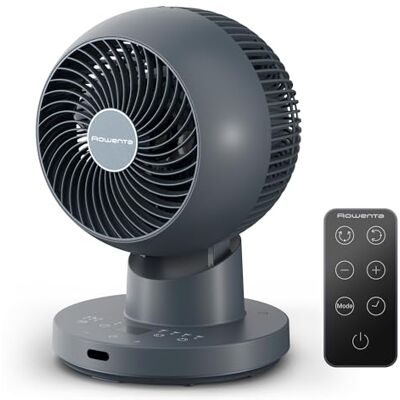Rowenta Turbo Swift, compacte tafelventilator, multidirectionele draaifunctie, tot 50% energiebesparing, 12 snelheden, 12 uur timer, compact design, grijs, QV2540F0 Rowenta Turbo Swift, compacte tafelventilator, multidirectionele draaifunctie, tot 50% energiebesparing, 12 snelheden, 12 uur timer, compact design, grijs, QV2540F0