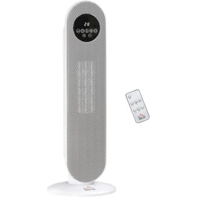 HOMCOM Oscillerende ventilatorkachel 1300/2000 W met afstandsbediening inbegrepen extra radiator wit 21 x 21 x 63,5 cm HOMCOM Oscillerende ventilatorkachel 1300/2000 W met afstandsbediening inbegrepen extra radiator wit 21 x 21 x 63,5 cm