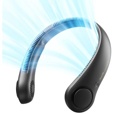 JISULIFE Draagbare nekventilator, handsfree, zonder bladen, 5 snelheden Draagbare persoonlijke ventilator op batterijen, draaibaar, oplaadbaar, reisbenodigdheden, cadeau voor mannen en vrouwen JISULIFE Draagbare nekventilator, handsfree, zonder bladen, 5 snelheden Draagbare persoonlijke ventilator op batterijen, draaibaar, oplaadbaar, reisbenodigdheden, cadeau voor mannen en vrouwen