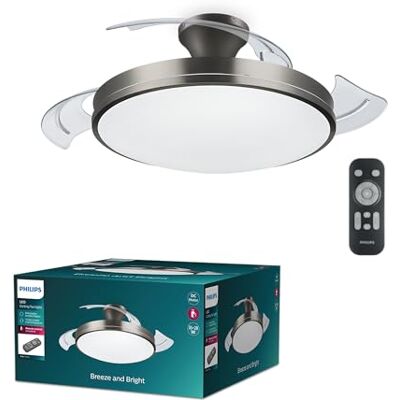 Philips Atlas LED plafondlamp ventilator 28W + 35W, 2700-5500K, nikkel, incl. afstandsbediening Philips Atlas LED plafondlamp ventilator 28W + 35W, 2700-5500K, nikkel, incl. afstandsbediening