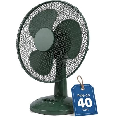 BAKAJI Ventilateur de table diamètre 40 cm avec 3 vitesses sélectionnables, fonction oscillation automatique, inclinaison réglable, silencieux, puissance 45 W de soutien (vert) BAKAJI Ventilateur de table diamètre 40 cm avec 3 vitesses sélectionnables, fonction oscillation automatique, inclinaison réglable, silencieux, puissance 45 W de soutien (vert)