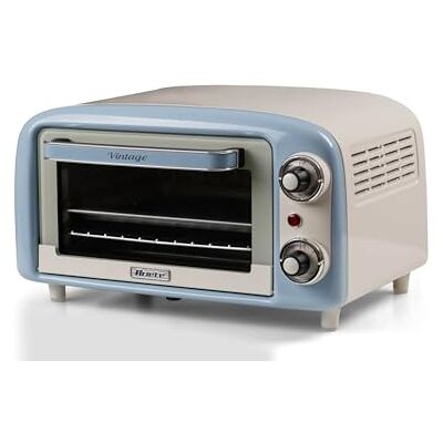 Ariete 3919 Vintage elektrische oven, 800 W, inhoud 10 l, dubbel glas, retro, lichtblauw Ariete 3919 Vintage elektrische oven, 800 W, inhoud 10 l, dubbel glas, retro, lichtblauw