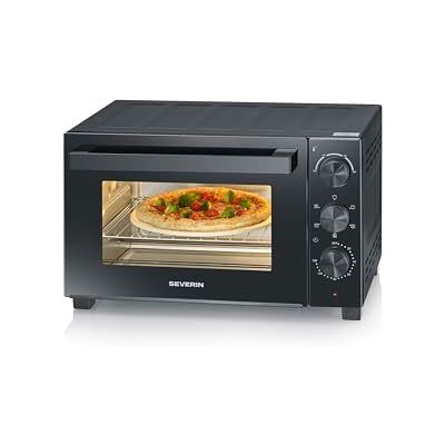Severin Mini-oven 30 liter met draaislies, staande oven 1500 W, eenvoudig en elegant design elektrisch met timer 120 minuten, zwart, TO 9020 Severin Mini-oven 30 liter met draaislies, staande oven 1500 W, eenvoudig en elegant design elektrisch met timer 120 minuten, zwart, TO 9020
