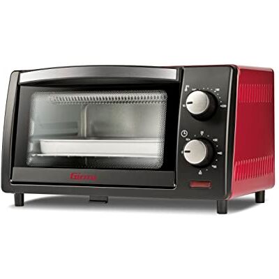 Girmi FE10 Elektrische oven, 800 W, 10 liter, roestvrijstalen rooster, instelbare thermostaat, timer 60 minuten, toegang inbegrepen, zwart/rood Girmi FE10 Elektrische oven, 800 W, 10 liter, roestvrijstalen rooster, instelbare thermostaat, timer 60 minuten, toegang inbegrepen, zwart/rood