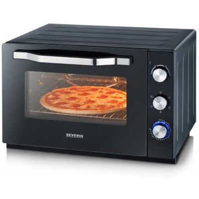 Severin XXL bak- en toaststoffen met circulatiefunctie, oven met grillrooster, bakplaat, draaispit en pizzasteen, veelzijdige heteluchtoven met 60 liter capaciteit, 2.200 W, zwart, TO2073 Severin XXL bak- en toaststoffen met circulatiefunctie, oven met grillrooster, bakplaat, draaispit en pizzasteen, veelzijdige heteluchtoven met 60 liter capaciteit, 2.200 W, zwart, TO2073