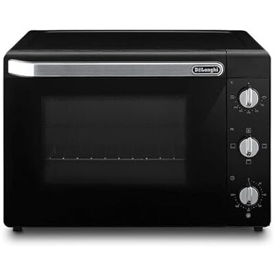 De'Longhi Elektrische oven EO40112.BK met 5 kookstanden, 40 l, luchtfriteuse, met timer en binnenlicht, thermostaat temperatuur 80-230 °C, dubbel glas, inclusief plaat en rooster, De'Longhi Elektrische oven EO40112.BK met 5 kookstanden, 40 l, luchtfriteuse, met timer en binnenlicht, thermostaat temperatuur 80-230 °C, dubbel glas, inclusief plaat en rooster,