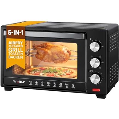 WOLTU Elektrische oven 32 l, 1600 W, timer tot 60 minuten, instelbare temperatuur max. 230 °C, bureauoven voor pizza, vis, cake, 5 kookmodi, zwart WOLTU Elektrische oven 32 l, 1600 W, timer tot 60 minuten, instelbare temperatuur max. 230 °C, bureauoven voor pizza, vis, cake, 5 kookmodi, zwart