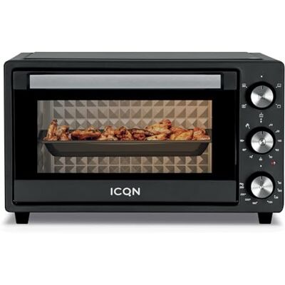 ICQN Mini-pizzaoven, 20 liter, boven- en onderwarmte met convectiefunctie, 5 grillfuncties, timer 90 minuten, 1500 watt, mini-oven, 80 tot 240 °C, kookplaat/grill/kookplaat ICQN Mini-pizzaoven, 20 liter, boven- en onderwarmte met convectiefunctie, 5 grillfuncties, timer 90 minuten, 1500 watt, mini-oven, 80 tot 240 °C, kookplaat/grill/kookplaat