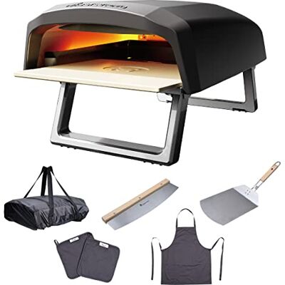MasterPRO Pizza oven, pizzaoven, draagbare gasoven tot 500 °C, pizza's klaar in 60 seconden, inclusief schort, handvat, mes en schep MasterPRO Pizza oven, pizzaoven, draagbare gasoven tot 500 °C, pizza's klaar in 60 seconden, inclusief schort, handvat, mes en schep