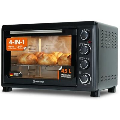 Sommertal 45 liter mini-oven met draaispies en convectiewarmte, 2000 W, 100-230 °C, 60 minuten timer, kippengrill, 45 liter mini-oven met convectie, bakken, grillen, pizza Sommertal 45 liter mini-oven met draaispies en convectiewarmte, 2000 W, 100-230 °C, 60 minuten timer, kippengrill, 45 liter mini-oven met convectie, bakken, grillen, pizza