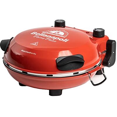 Melchioni Family Elektrische pizzaoven in 5 minuten, BELLANAPOLI, afneembare plaat van vuurvaste steen, dubbele thermostaat, 1200 W, diameter 31 cm, temperatuur tot 380 graden, timer Melchioni Family Elektrische pizzaoven in 5 minuten, BELLANAPOLI, afneembare plaat van vuurvaste steen, dubbele thermostaat, 1200 W, diameter 31 cm, temperatuur tot 380 graden, timer