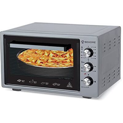 BEHOME 38 liter geventileerde elektrische oven met braadpan, zelfreinigend en geëmailleerd, temperatuur tot 320° dubbel glas met binnenlicht en timer 2 platen en 1 rooster (grijs) BEHOME 38 liter geventileerde elektrische oven met braadpan, zelfreinigend en geëmailleerd, temperatuur tot 320° dubbel glas met binnenlicht en timer 2 platen en 1 rooster (grijs)