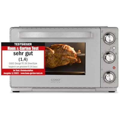 Caso TO 26 SilverStyle Oven 26 l, 3 standen, 70-230 °C Testwinnaar in huis- en tuintest, hete lucht Caso TO 26 SilverStyle Oven 26 l, 3 standen, 70-230 °C Testwinnaar in huis- en tuintest, hete lucht