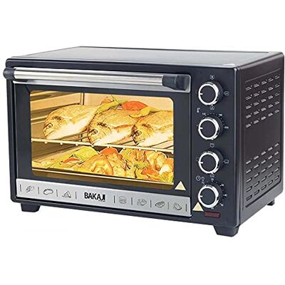 BAKAJI Geventileerde elektrische oven, inhoud 38 liter, vermogen 1600 W, temperatuur tot 230 graden, 4 functies met binnenlicht, timerfunctie BAKAJI Geventileerde elektrische oven, inhoud 38 liter, vermogen 1600 W, temperatuur tot 230 graden, 4 functies met binnenlicht, timerfunctie
