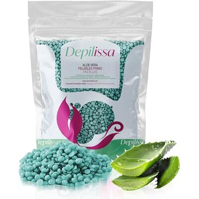 DEPILISSA Aloë Vera Wax Parels, 400 g, zachte ontharing voor gezicht, wenkbrauwen, intieme delen en bikini, ideaal voor de gevoelige huid, Braziliaanse ontharing, zonder strips DEPILISSA Aloë Vera Wax Parels, 400 g, zachte ontharing voor gezicht, wenkbrauwen, intieme delen en bikini, ideaal voor de gevoelige huid, Braziliaanse ontharing, zonder strips