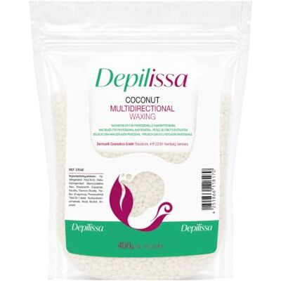 DEPILISSA Kokosnootwas, multidirectionele hypoallergene wax voor ontharing zonder vliesstrips, gemaakt in Italië, zachte ontharing voor gezicht, bikini en meer DEPILISSA Kokosnootwas, multidirectionele hypoallergene wax voor ontharing zonder vliesstrips, gemaakt in Italië, zachte ontharing voor gezicht, bikini en meer