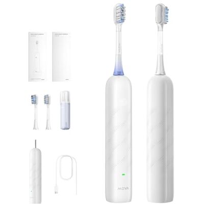 MOVA Fresh SweepDrive elektrische tandenborstel, oplaadbare elektrische tandenborstel voor volwassenen, type C opladen, intuïtieve druksensor, 3-in-1 verwisselbare borstelkop met,zilver MOVA Fresh SweepDrive elektrische tandenborstel, oplaadbare elektrische tandenborstel voor volwassenen, type C opladen, intuïtieve druksensor, 3-in-1 verwisselbare borstelkop met,zilver