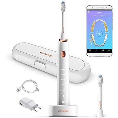Concept ZK5000 sonische tandenborstel met app en perfecte navulling, wit Concept ZK5000 sonische tandenborstel met app en perfecte navulling, wit