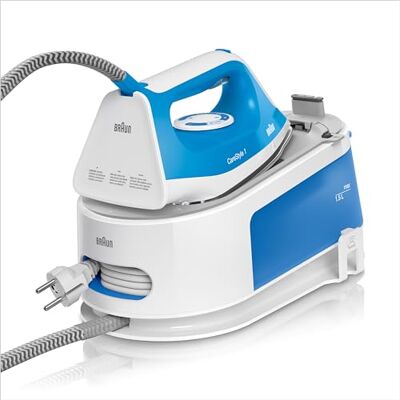 Braun CareStyle 1 IS1012BL, stoomstrijkijzerstation, stoomstroom 110 g/min, stoomslag 340 g/min, SuperCeramic FreeGlide 3D-zool, 1,5 l tank, 2400 W, 5,5 bar, wit/blauw Braun CareStyle 1 IS1012BL, stoomstrijkijzerstation, stoomstroom 110 g/min, stoomslag 340 g/min, SuperCeramic FreeGlide 3D-zool, 1,5 l tank, 2400 W, 5,5 bar, wit/blauw