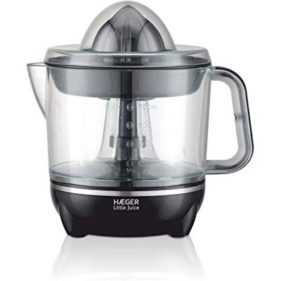 HAEGER LITTLE JUICE Citruspers met 25 W vermogen, 700 ml capaciteit, tweewegkegelrotatie, 2 drukkegels, beschermdeksel, vruchtvleesfilter HAEGER LITTLE JUICE Citruspers met 25 W vermogen, 700 ml capaciteit, tweewegkegelrotatie, 2 drukkegels, beschermdeksel, vruchtvleesfilter