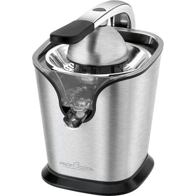 ProfiCook Profi Cook PC-ZP 1154 citruspers, anti-touch handgrepen, 2 sapkegels, druppelbescherming, 160 W, kleur zilver en zwart ProfiCook Profi Cook PC-ZP 1154 citruspers, anti-touch handgrepen, 2 sapkegels, druppelbescherming, 160 W, kleur zilver en zwart