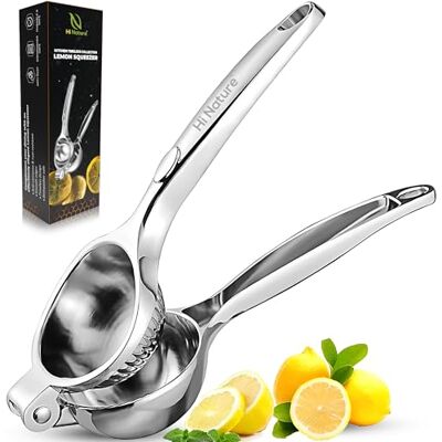 Hi Nature ™ Robuuste handmatige citruspers – citroenpers van zinklegering – sapcentrifuge met hendel – sinaasappel/limoenpers – roestvrij – gemakkelijk te reinigen – zilver Hi Nature ™ Robuuste handmatige citruspers – citroenpers van zinklegering – sapcentrifuge met hendel – sinaasappel/limoenpers – roestvrij – gemakkelijk te reinigen – zilver